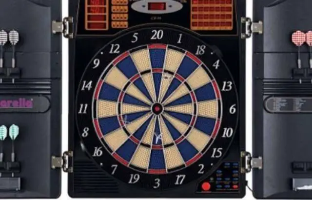 electronic dart board with cabinet